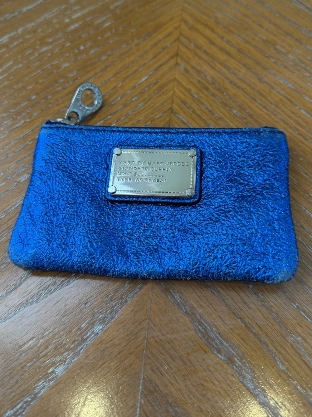Marc by Marc Jacobs Electric Blue Metallic Coin Purse Pouch Wallet - Picture 2 of 16